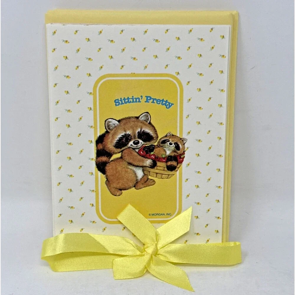 Montag Sittin Pretty Critter Sitters Stationery Raccoons Partial Box VTG 80s Lot